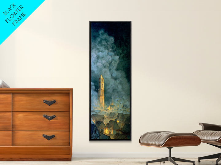 The Halloween Storm, Surreal Apocalyptic Art, Tall Narrow Wall Art, Dark Halloween Decor, Canvas Print, Halloween Wall Art