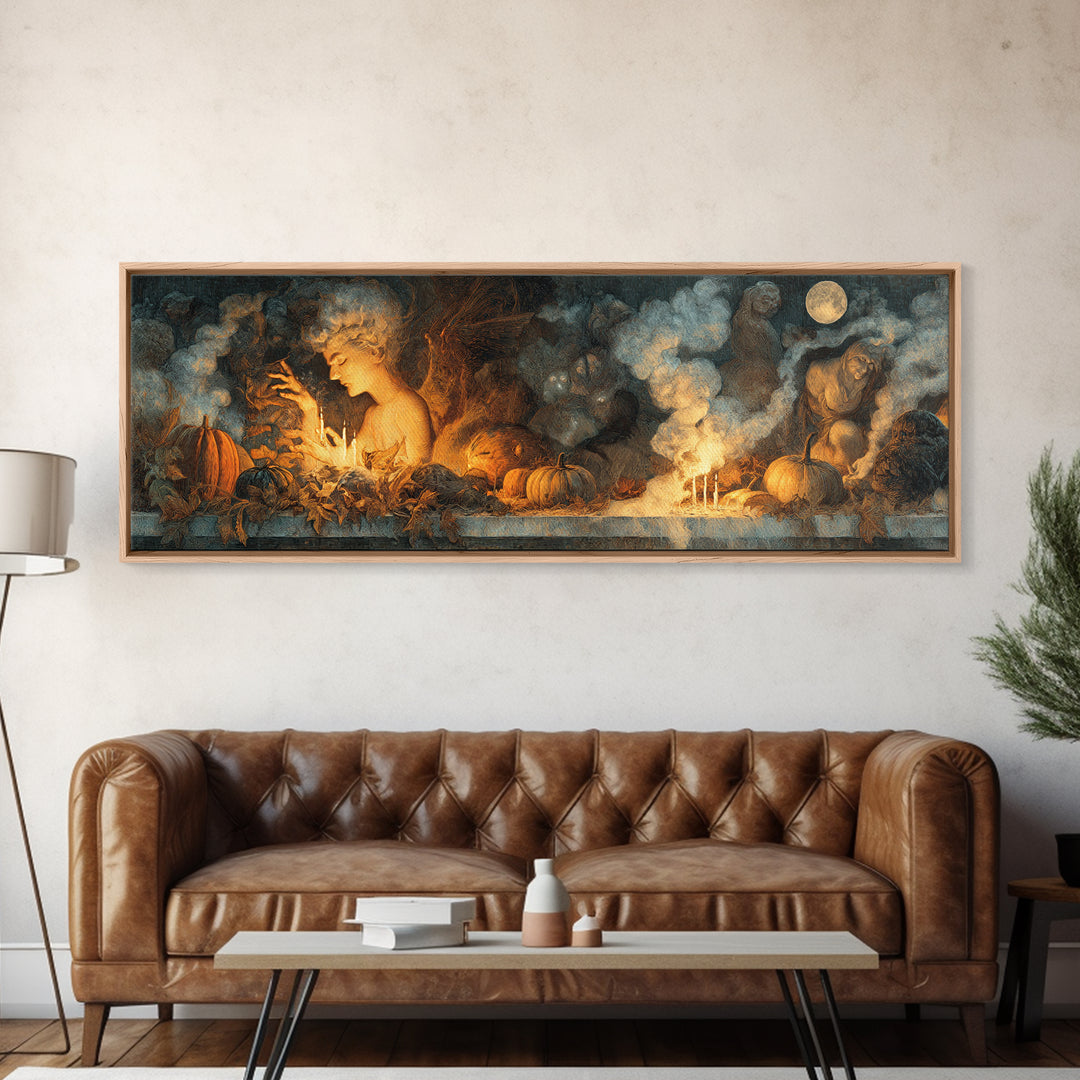The First Frost Awakening, Visionary Gothic Art, Extra Wide Wall Art, Macabre Wall Art, Canvas Print, Halloween Wall Art