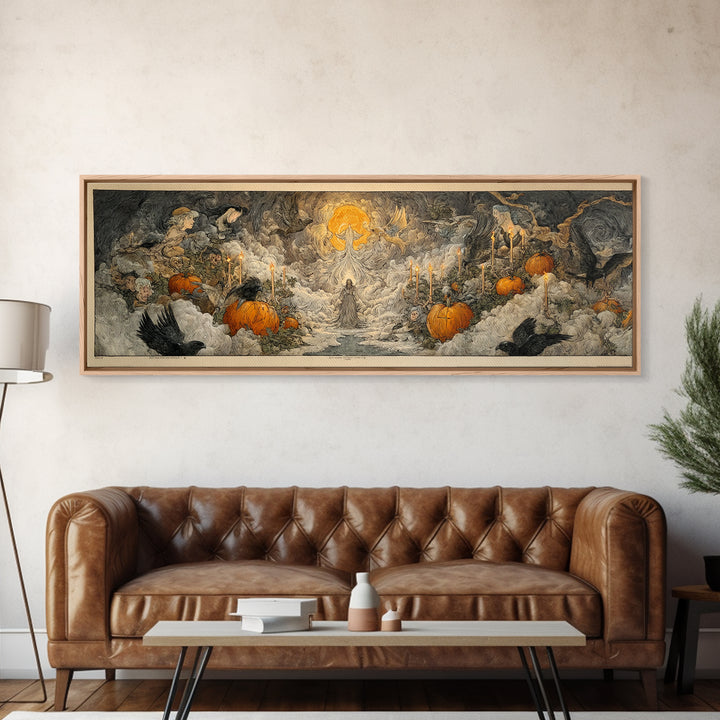 The First Frost Awakening, Expressionist Nightmare Art, Extra Wide Wall Art, Dark Fantasy Wall Art, Canvas Print, Halloween Wall Art