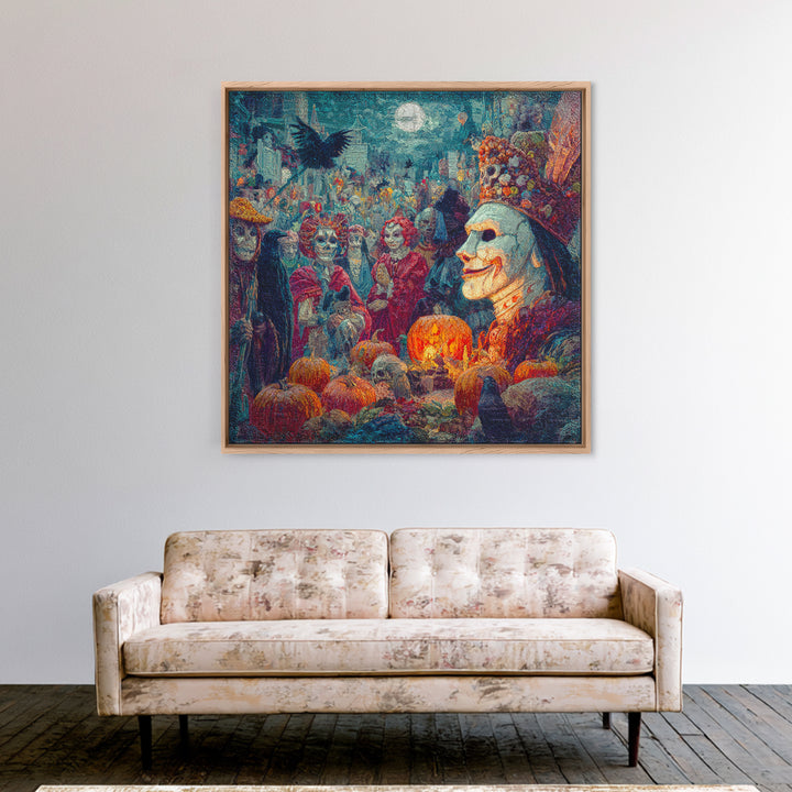 The First Frost Awakening, Grotesque Carnival Art, Square Wall Art, Macabre Wall Art, Canvas Print, Halloween Wall Art, Spooky Wall Decor