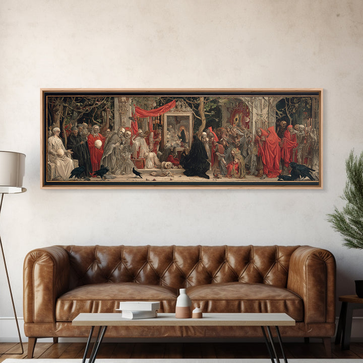The Cursed Mirror, Dark Renaissance Art, Extra Wide Wall Art, Macabre Wall Art, Canvas Print, Halloween Wall Art, Horror Wall Art