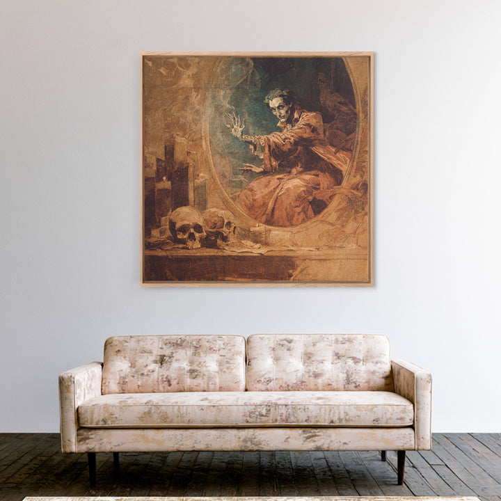 The Cursed Mirror, Decadent Gothic Art, Square Wall Art, Macabre Wall Art, Canvas Print, Halloween Wall Art, Halloween Decor