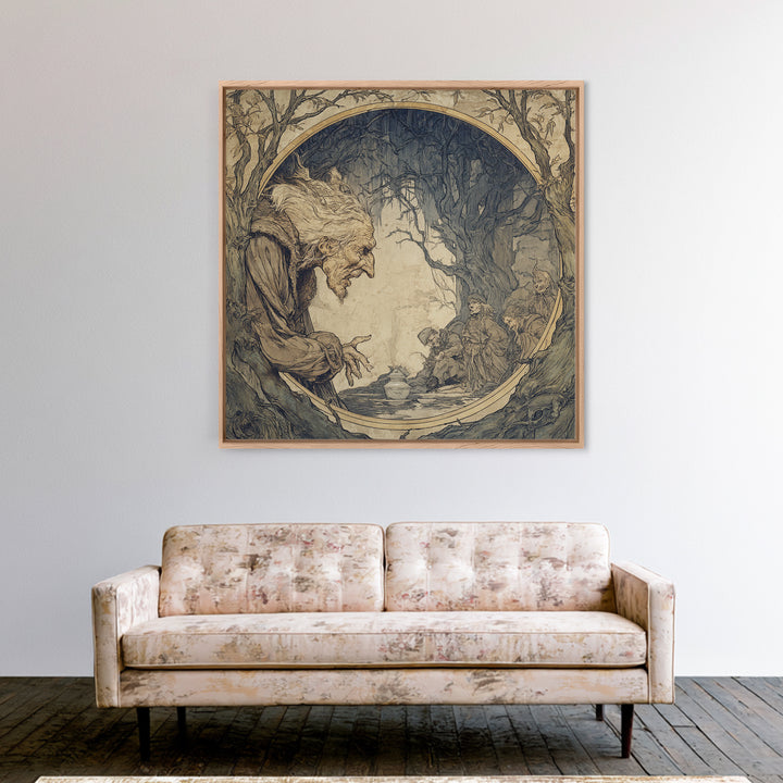 The Cursed Mirror, Gothic Storybook Art, Square Wall Art, Dark Fantasy Wall Art, Framed Canvas Print, Halloween Wall Art