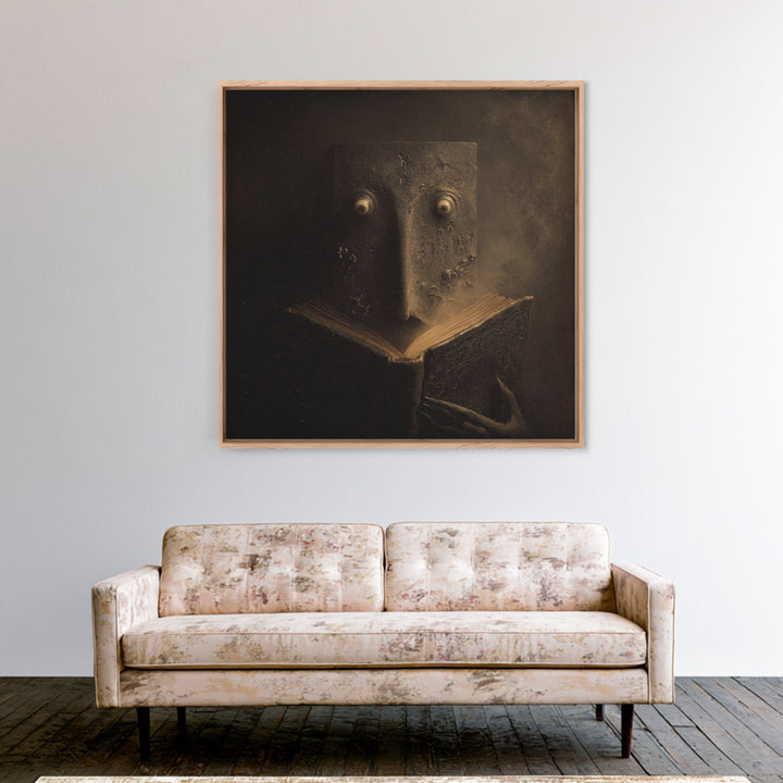 The Living Spellbook, Symbolist Dream Art, Square Wall Art, Macabre Wall Art, Canvas Print, Halloween Wall Art, Statement Wall Art
