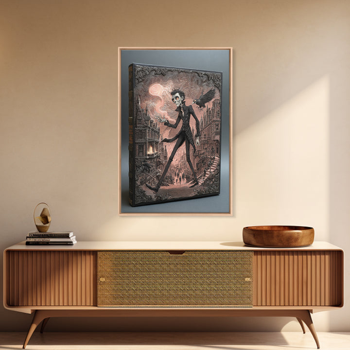 The Living Spellbook, Victorian Macabre Art, Vertical Wall Art, Gothic Horror Wall Art, Canvas Print, Halloween Wall Art