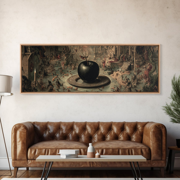 The Poisoned Apple, Medieval Grotesque Art, Extra Wide Wall Art, Gothic Horror Wall Art, Framed Canvas Print, Halloween Wall Art