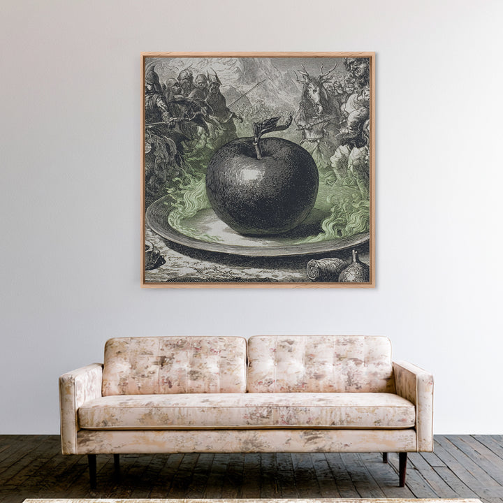 The Poisoned Apple, Renaissance Engraving Art, Square Wall Art, Dark Fantasy Wall Art, Canvas Print, Halloween Wall Art, Gothic Home Decor