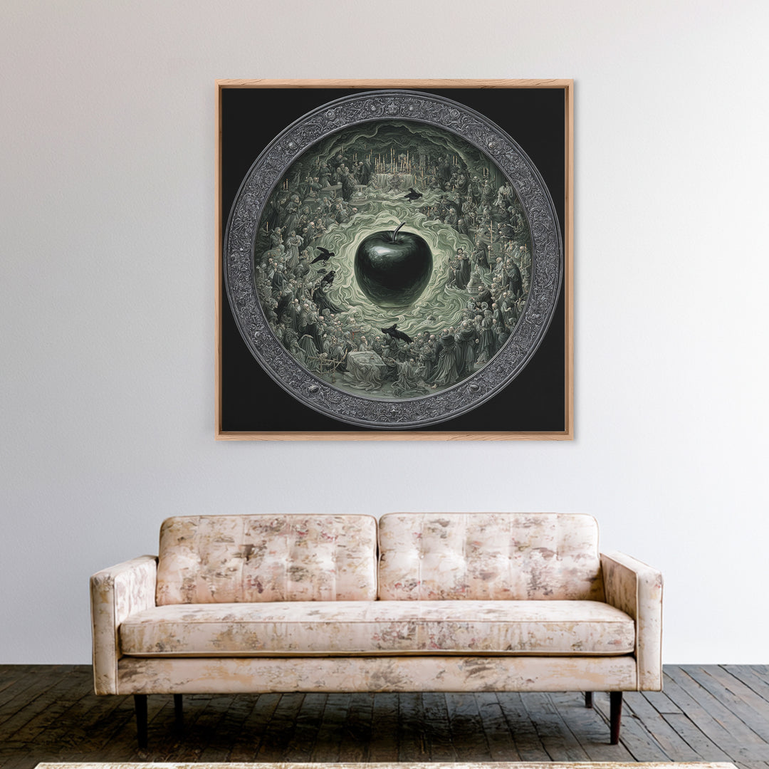 The Poisoned Apple, Danse Macabre Art, Square Wall Art, Macabre Wall Art, Canvas Print, Halloween Wall Art