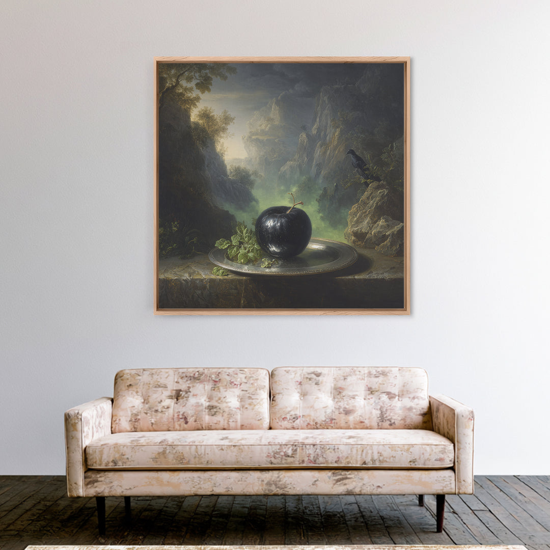 The Poisoned Apple, Baroque Witchcraft Art, Square Wall Art, Dark Halloween Decor, Framed Canvas Print, Halloween Wall Art