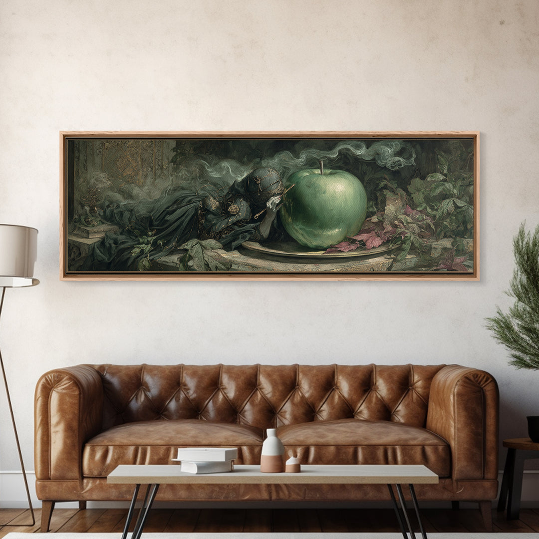 The Poisoned Apple, Ornate Symbolist Art, Extra Wide Wall Art, Dark Fantasy Wall Art, Framed Canvas Print, Halloween Wall Art