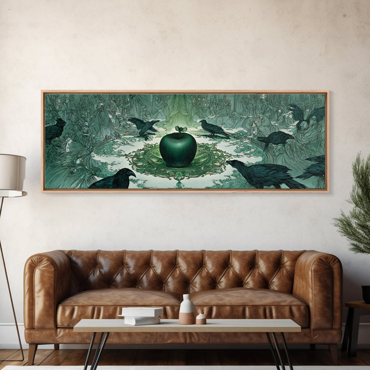 The Poisoned Apple, Symbolist Death Art, Extra Wide Wall Art, Macabre Wall Art, Canvas Print, Halloween Wall Art