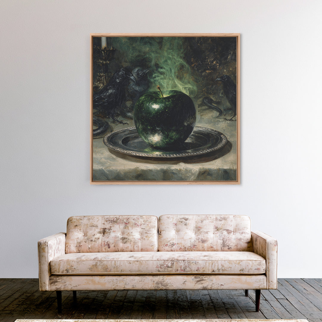 The Poisoned Apple, Dark Symbolist Art, Square Wall Art, Dark Fantasy Wall Art, Framed Canvas Print, Halloween Wall Art