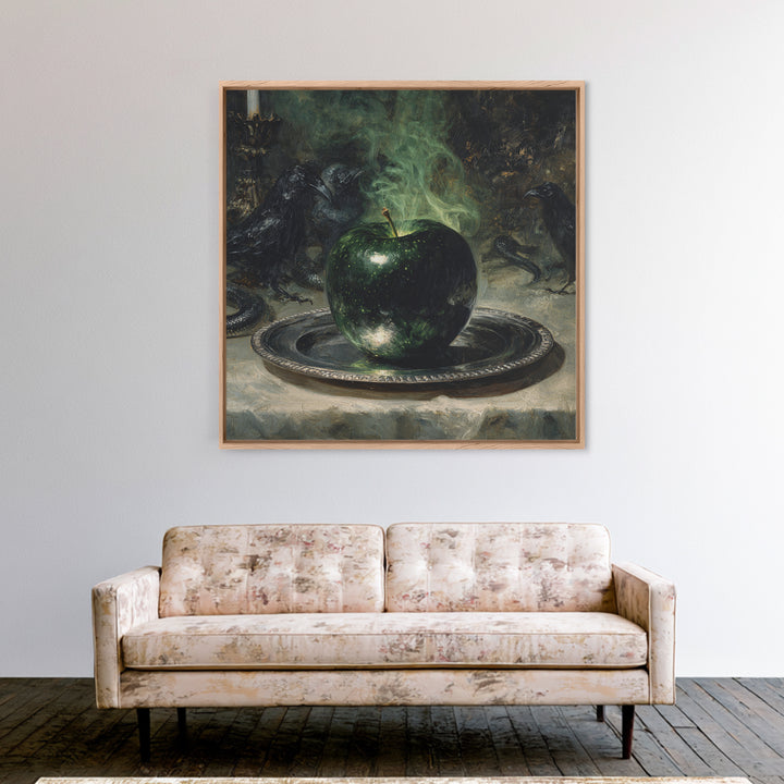 The Poisoned Apple, Dark Symbolist Art, Square Wall Art, Dark Fantasy Wall Art, Framed Canvas Print, Halloween Wall Art