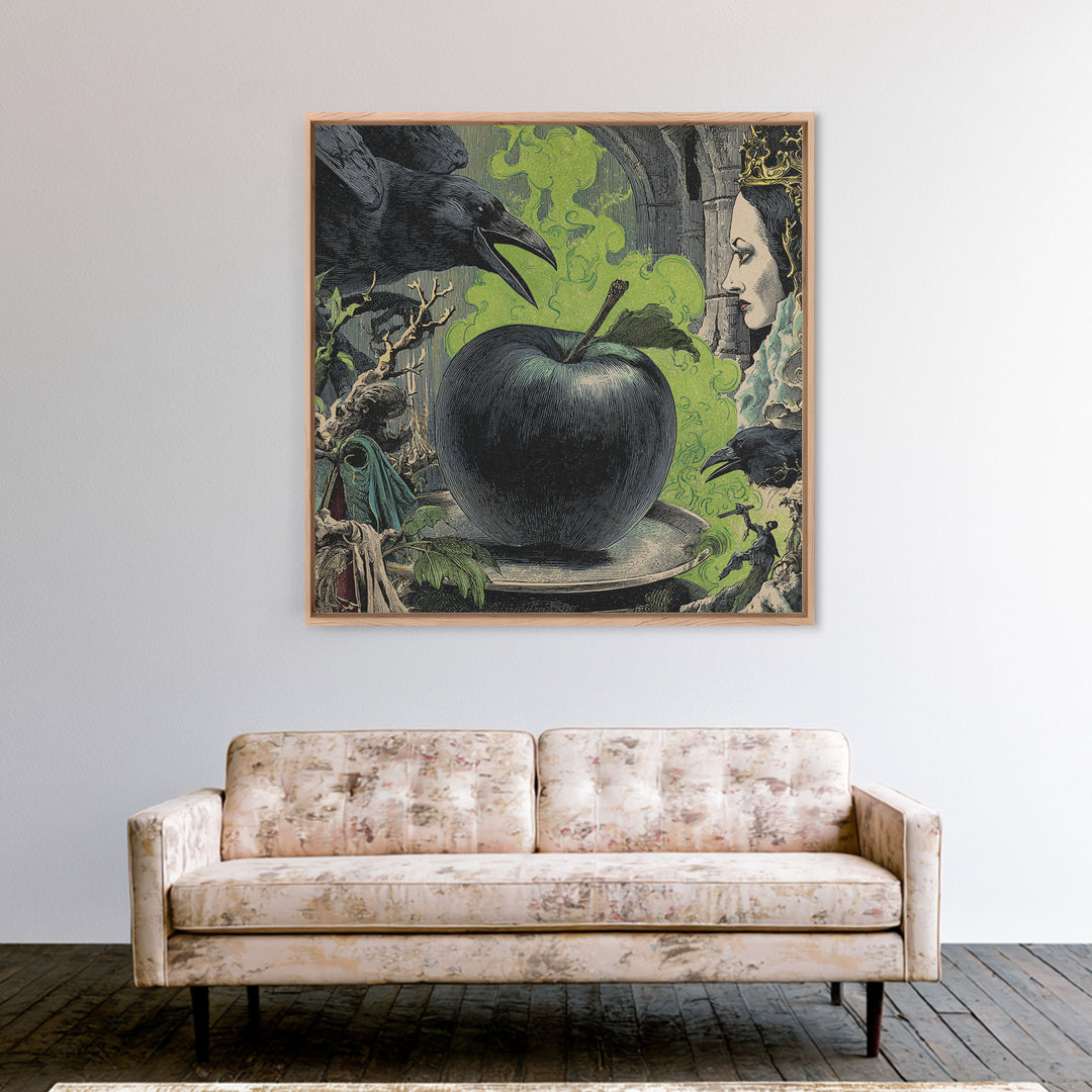 The Poisoned Apple, Symbolist Etching Art, Square Wall Art, Dark Fantasy Wall Art, Canvas Print, Halloween Wall Art, Gothic Home Decor