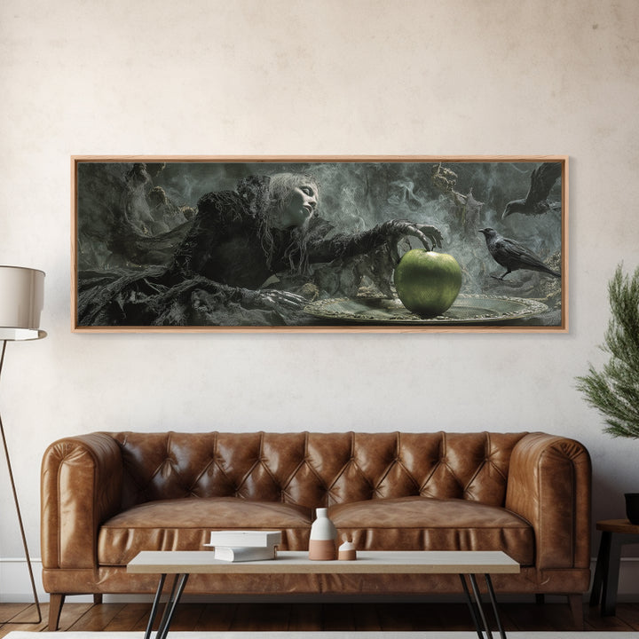 The Poisoned Apple, Expressionist Nightmare Art, Extra Wide Wall Art, Gothic Horror Wall Art, Framed Canvas Print, Halloween Wall Art
