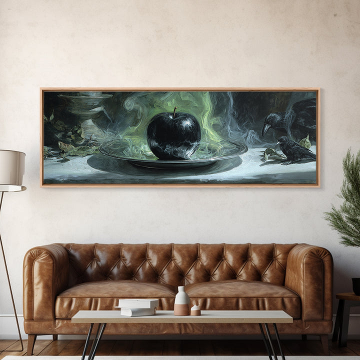 The Poisoned Apple, Expressionist Gothic Art, Extra Wide Wall Art, Dark Halloween Decor, Framed Canvas Print, Halloween Wall Art