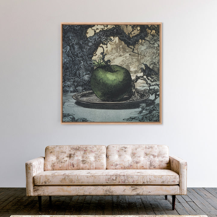 The Poisoned Apple, Gothic Storybook Art, Square Wall Art, Macabre Wall Art, Framed Canvas Print, Halloween Wall Art