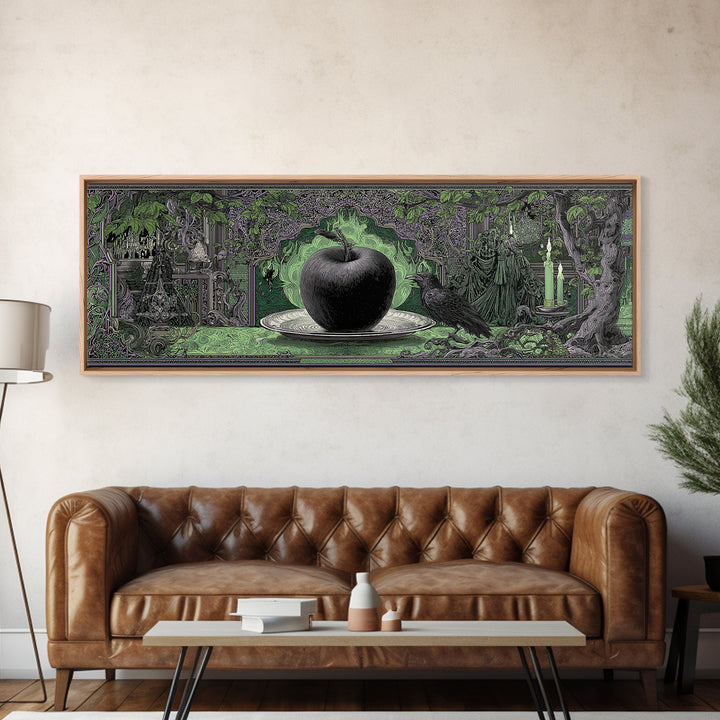 The Poisoned Apple, Stained Glass Gothic Art, Extra Wide Wall Art, Macabre Wall Art, Canvas Print, Halloween Wall Art, Statement Wall Art