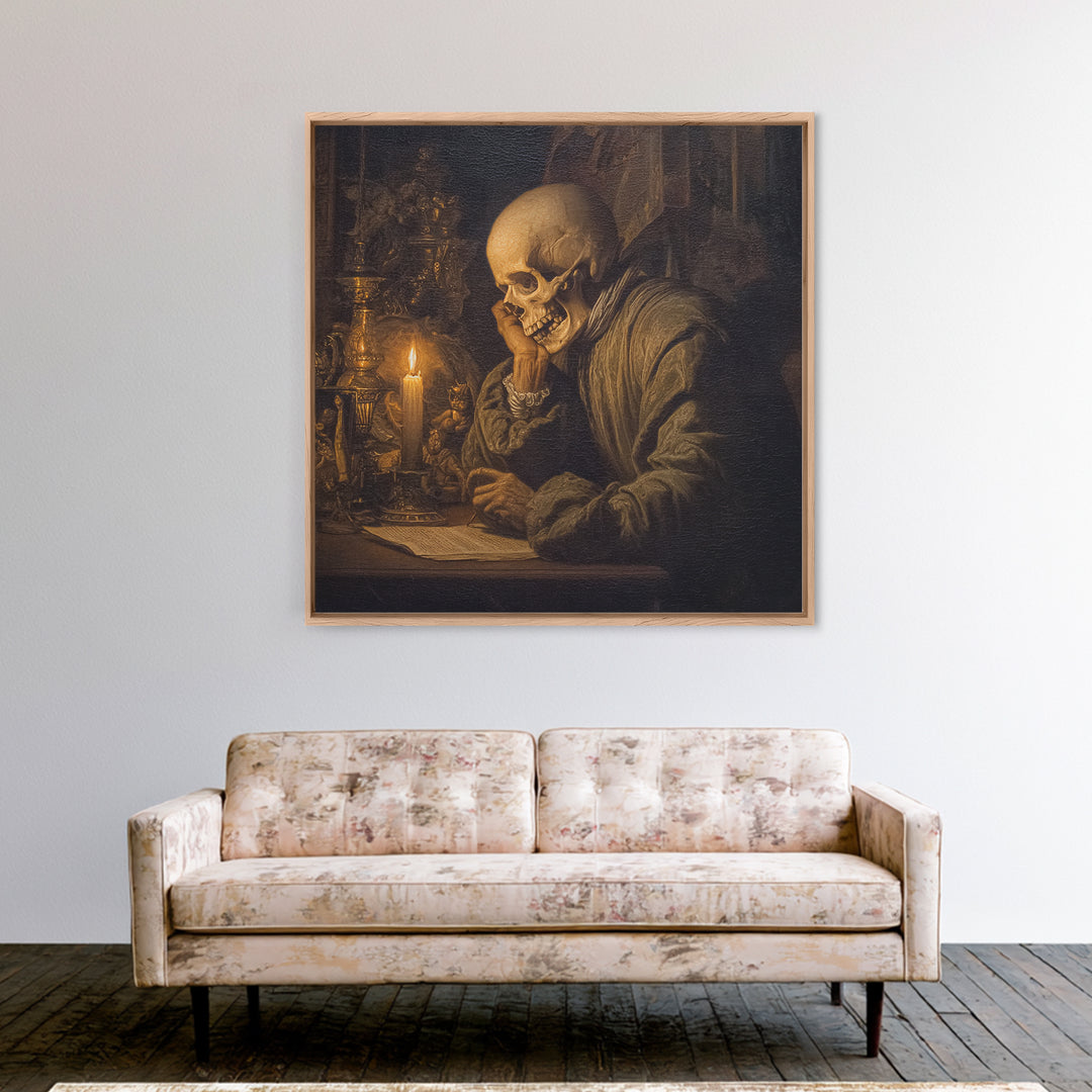The Talking Skull, Danse Macabre Art, Square Wall Art, Gothic Horror Wall Art, Canvas Print, Halloween Wall Art