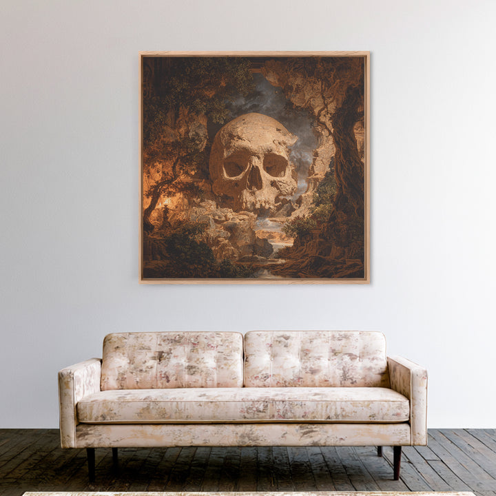 The Talking Skull, Baroque Witchcraft Art, Square Wall Art, Gothic Horror Wall Art, Canvas Print, Halloween Wall Art, Dark Fantasy Art