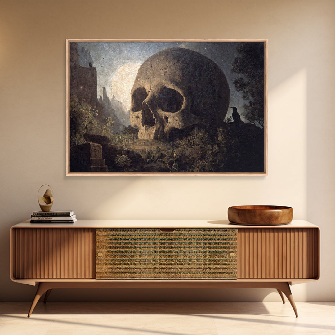 The Talking Skull, Romantic Gothic Landscape, Landscape Wall Art, Macabre Wall Art, Canvas Print, Halloween Wall Art