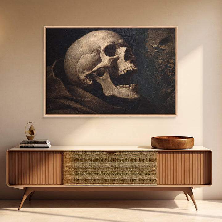 The Talking Skull, Symbolist Gothic Landscape, Landscape Wall Art, Gothic Horror Wall Art, Framed Canvas Print, Halloween Wall Art