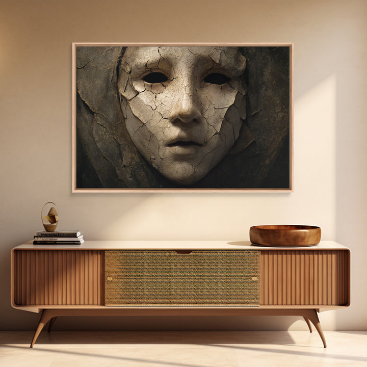The Cracked Porcelain Mask, Symbolist Gothic Landscape, Landscape Wall Art, Gothic Horror Wall Art, Canvas Print, Halloween Wall Art