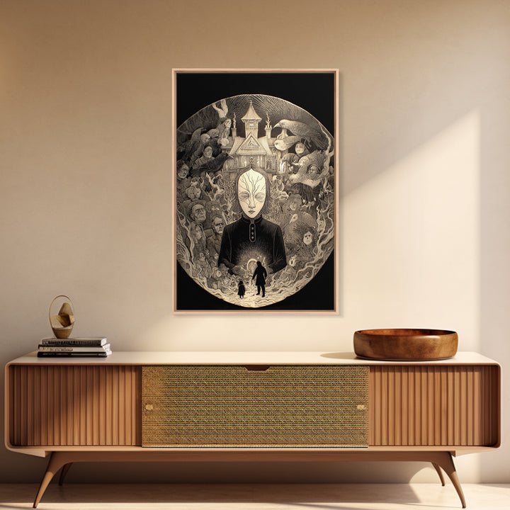 The Cracked Porcelain Mask, Victorian Macabre Art, Vertical Wall Art, Dark Fantasy Wall Art, Framed Canvas Print, Halloween Wall Art