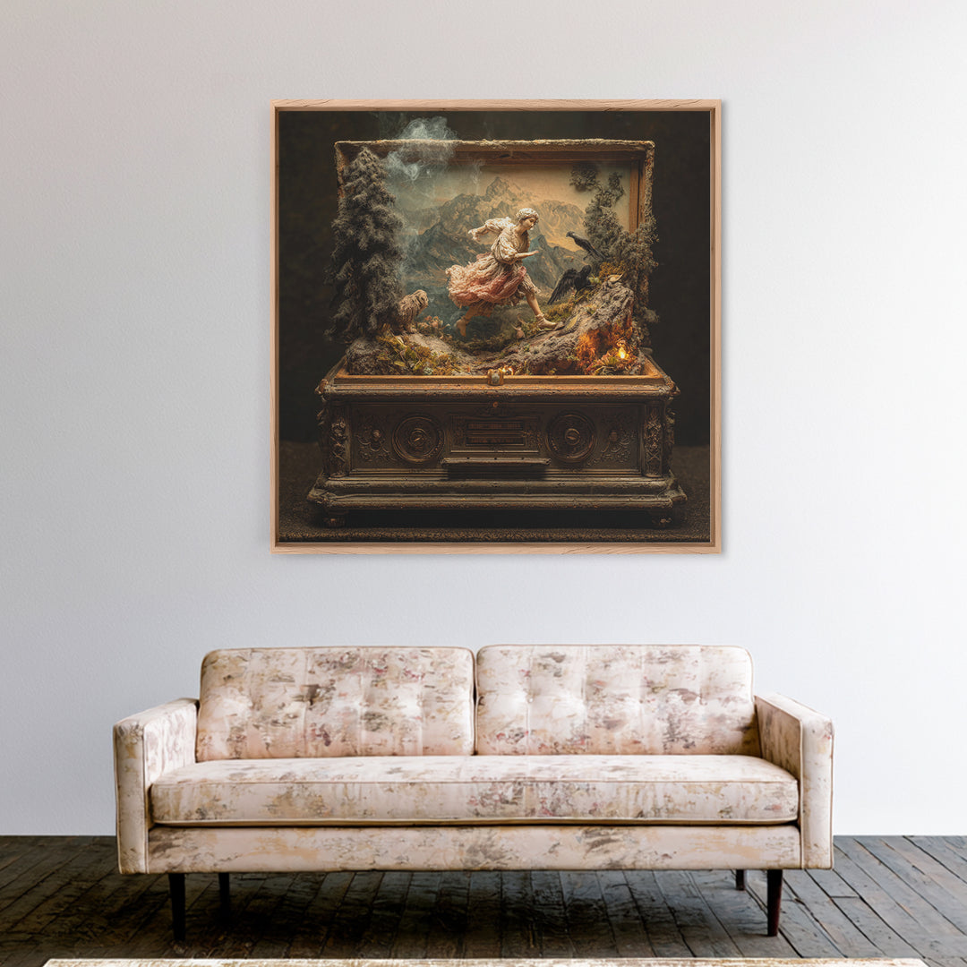The Haunted Music Box, Baroque Witchcraft Art, Square Wall Art, Dark Halloween Decor, Canvas Print, Halloween Wall Art