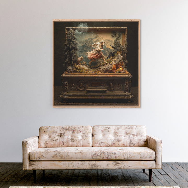 The Haunted Music Box, Baroque Witchcraft Art, Square Wall Art, Dark Halloween Decor, Canvas Print, Halloween Wall Art