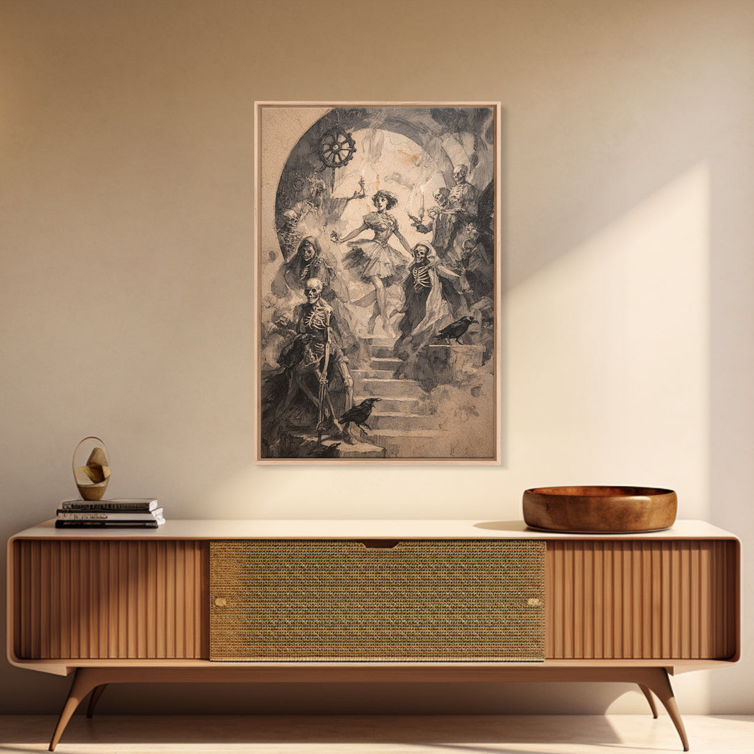 The Haunted Music Box, Decadent Gothic Art, Vertical Wall Art, Dark Halloween Decor, Canvas Print, Halloween Wall Art