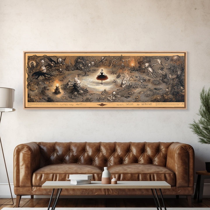 The Haunted Music Box, Expressionist Nightmare Art, Extra Wide Wall Art, Gothic Horror Wall Art, Framed Canvas Print, Halloween Wall Art