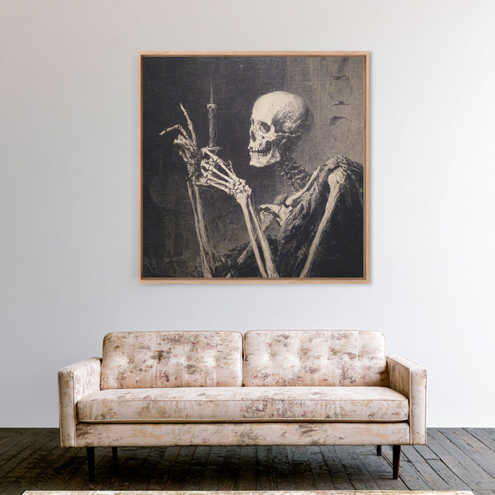 The Skeletal Hand Candleholder, Decadent Gothic Art, Square Wall Art, Gothic Horror Wall Art, Canvas Print, Halloween Wall Art
