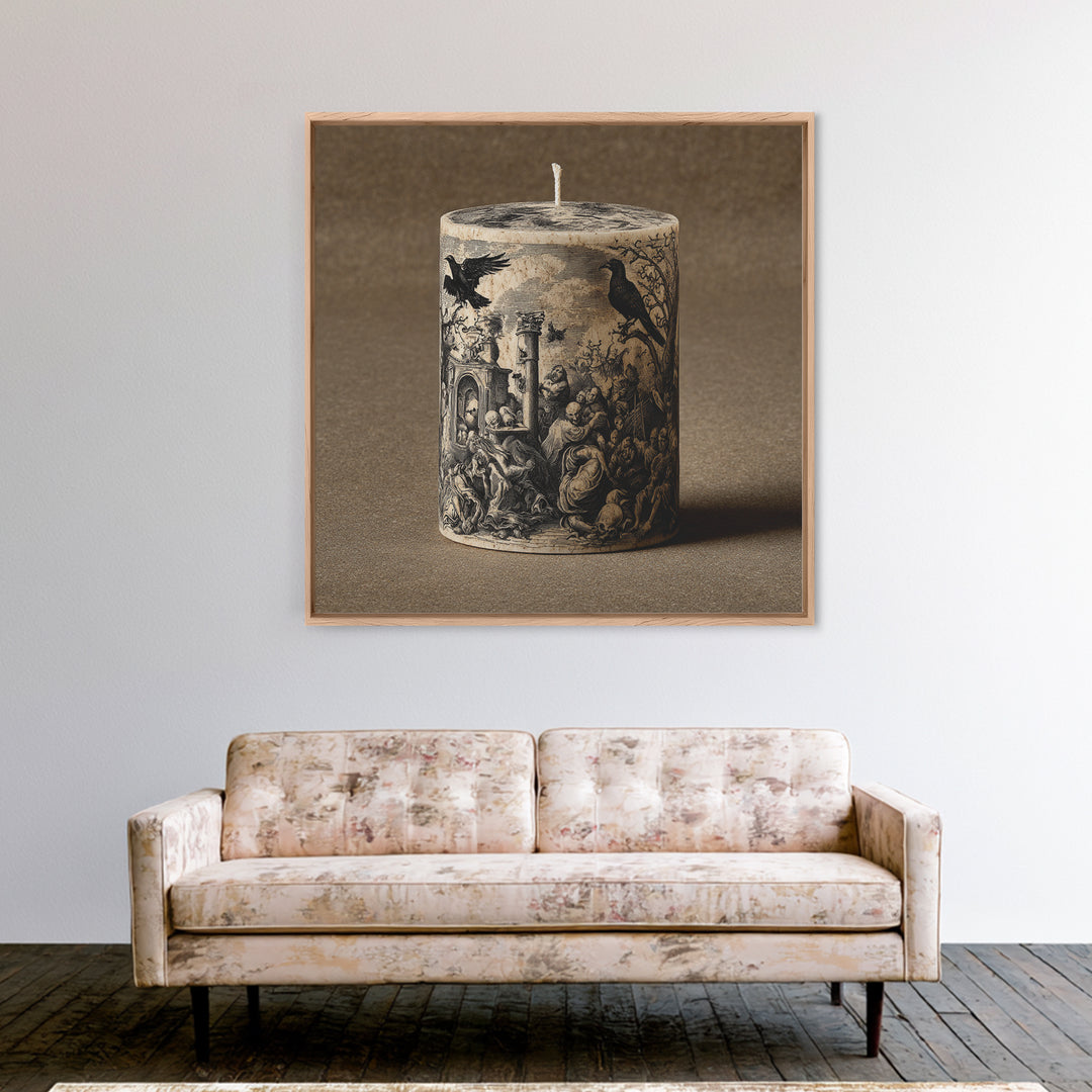 The Black Wax Candle, Gothic Nightmare Art, Square Wall Art, Dark Halloween Decor, Canvas Print, Halloween Wall Art, Spooky Wall Decor