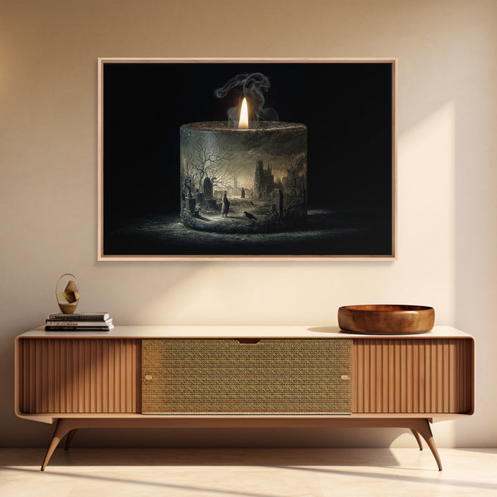 The Black Wax Candle, Romantic Gothic Landscape, Landscape Wall Art, Macabre Wall Art, Canvas Print, Halloween Wall Art
