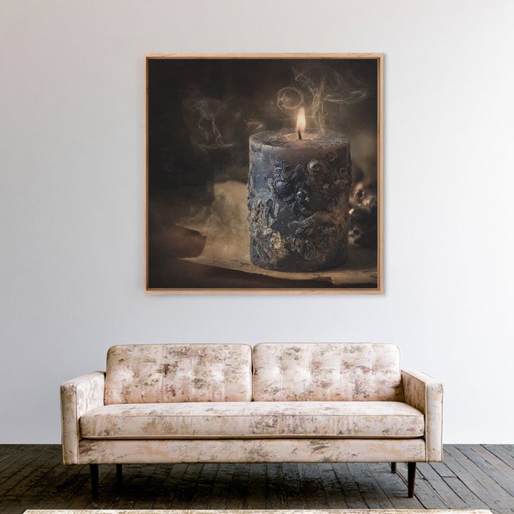 The Black Wax Candle, Symbolist Dream Art, Square Wall Art, Dark Fantasy Wall Art, Canvas Print, Halloween Wall Art, Gothic Home Decor