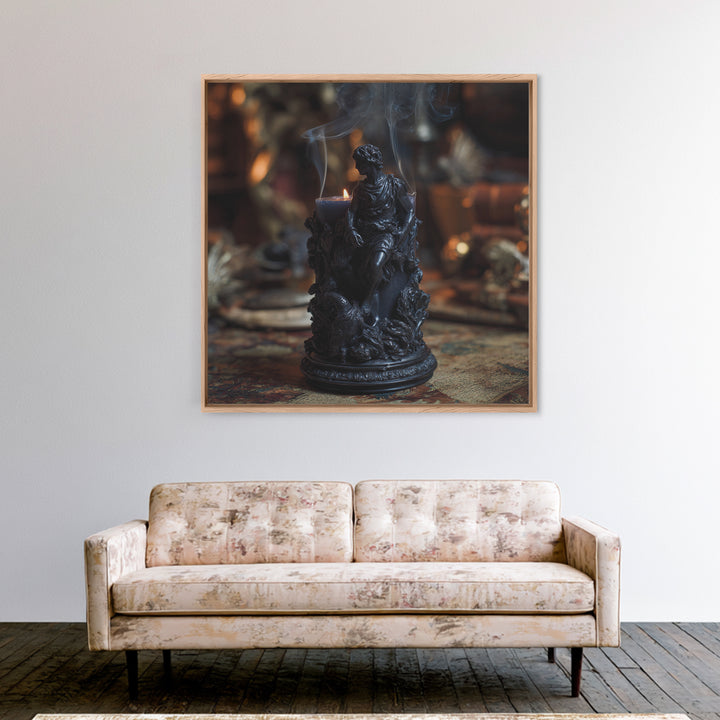 The Black Wax Candle, Ornate Symbolist Art, Square Wall Art, Dark Fantasy Wall Art, Framed Canvas Print, Halloween Wall Art