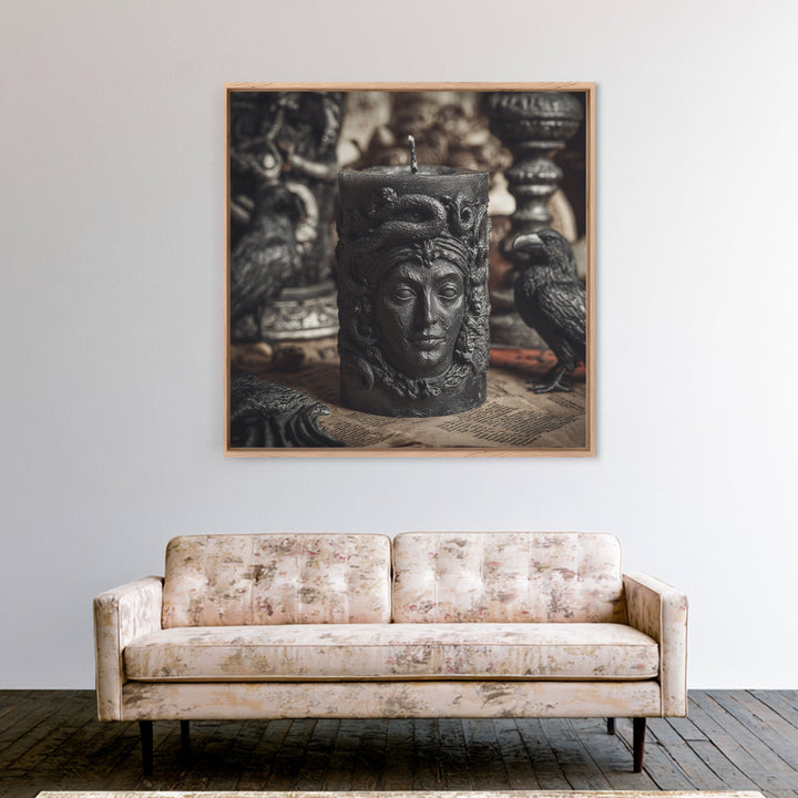 The Black Wax Candle, Dark Symbolist Art, Square Wall Art, Gothic Horror Wall Art, Canvas Print, Halloween Wall Art