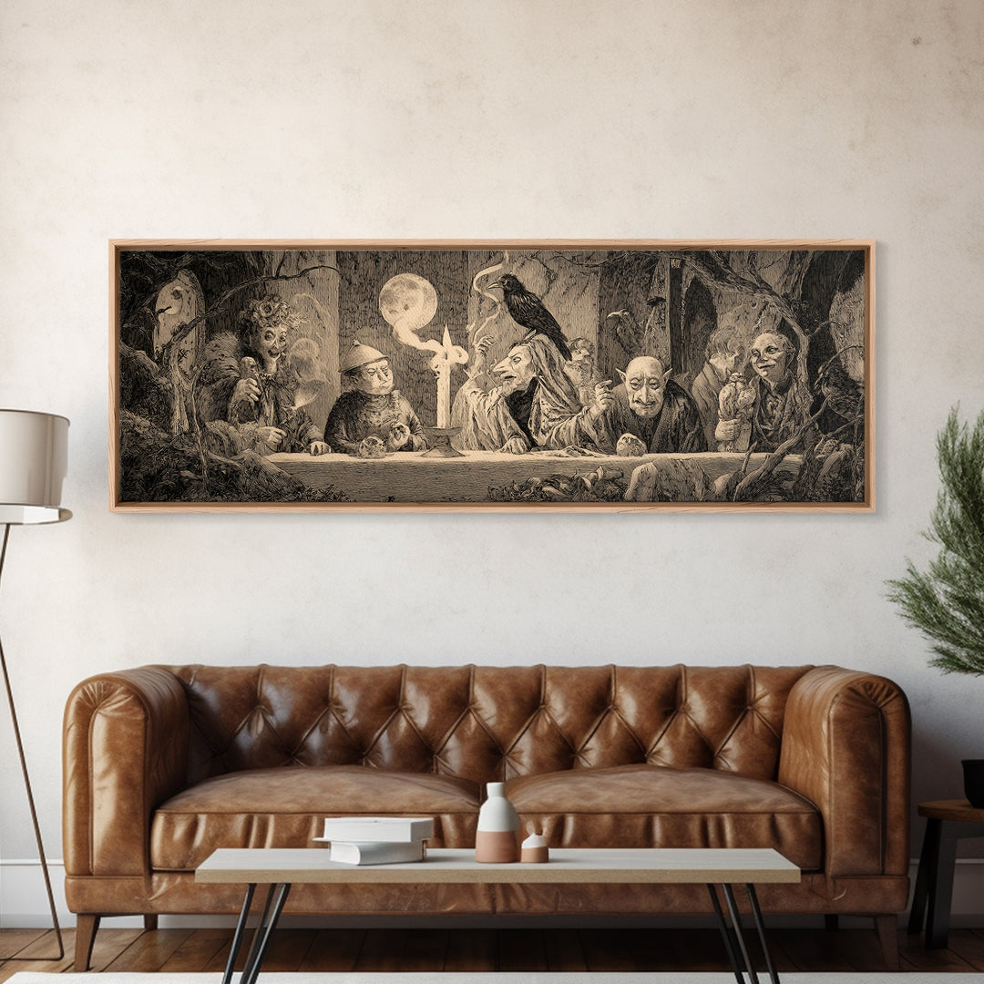 The Black Wax Candle, Expressionist Nightmare Art, Extra Wide Wall Art, Gothic Horror Wall Art, Framed Canvas Print, Halloween Wall Art