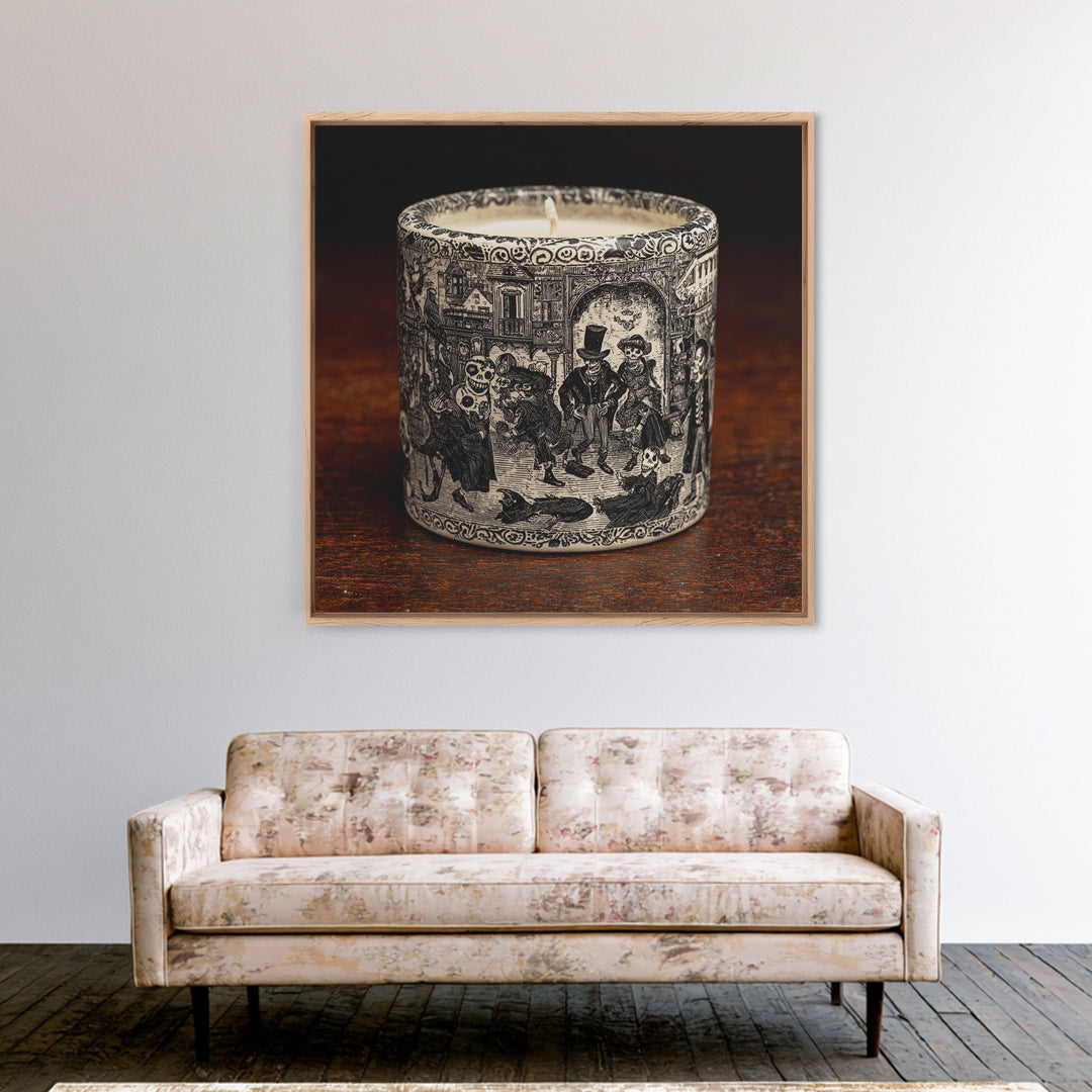 The Black Wax Candle, Macabre Folk Print Art, Square Wall Art, Gothic Horror Wall Art, Framed Canvas Print, Halloween Wall Art