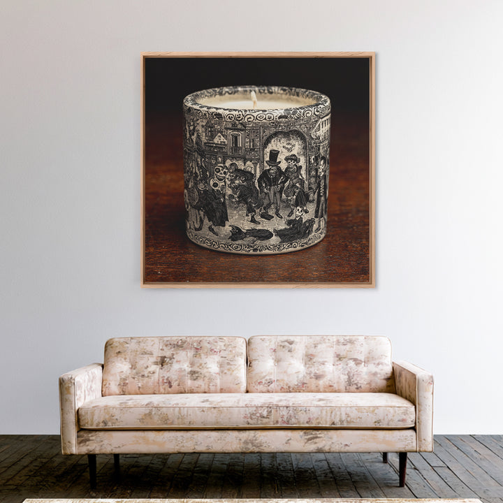 The Black Wax Candle, Macabre Folk Print Art, Square Wall Art, Gothic Horror Wall Art, Framed Canvas Print, Halloween Wall Art