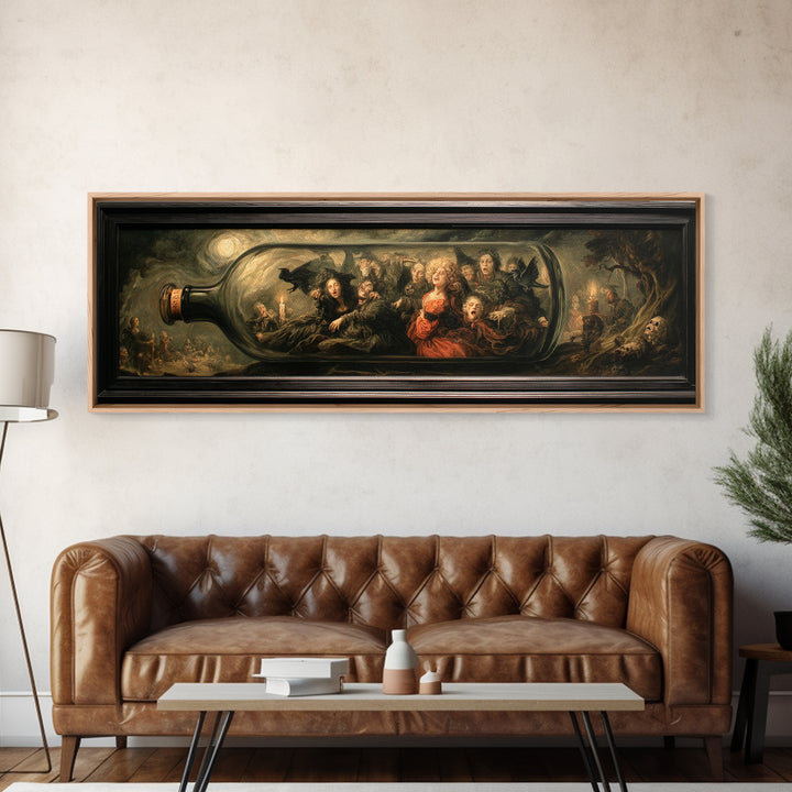 The Bottled Ghost, Dark Romantic Horror Art, Extra Wide Wall Art, Gothic Horror Wall Art, Canvas Print, Halloween Wall Art