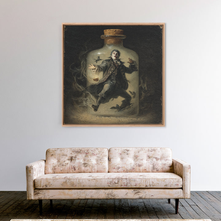The Bottled Ghost, Gothic Nightmare Art, Square Wall Art, Gothic Horror Wall Art, Canvas Print, Halloween Wall Art, Seasonal Home Decor