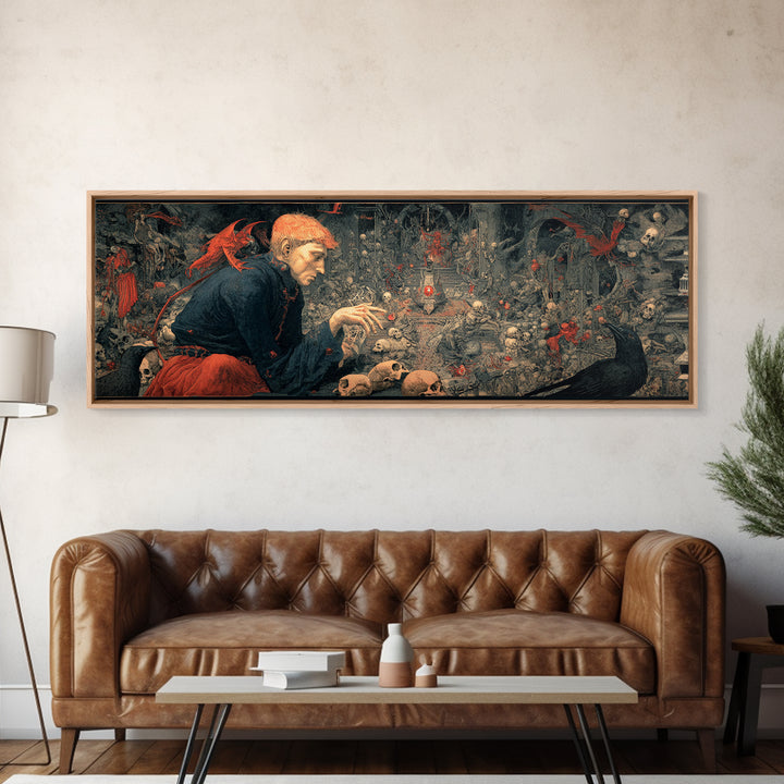The Coffin Key, Medieval Grotesque Art, Extra Wide Wall Art, Dark Halloween Decor, Canvas Print, Halloween Wall Art, Dark Fantasy Art