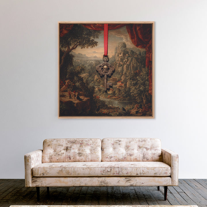 The Coffin Key, Baroque Witchcraft Art, Square Wall Art, Dark Fantasy Wall Art, Canvas Print, Halloween Wall Art, Horror Wall Art