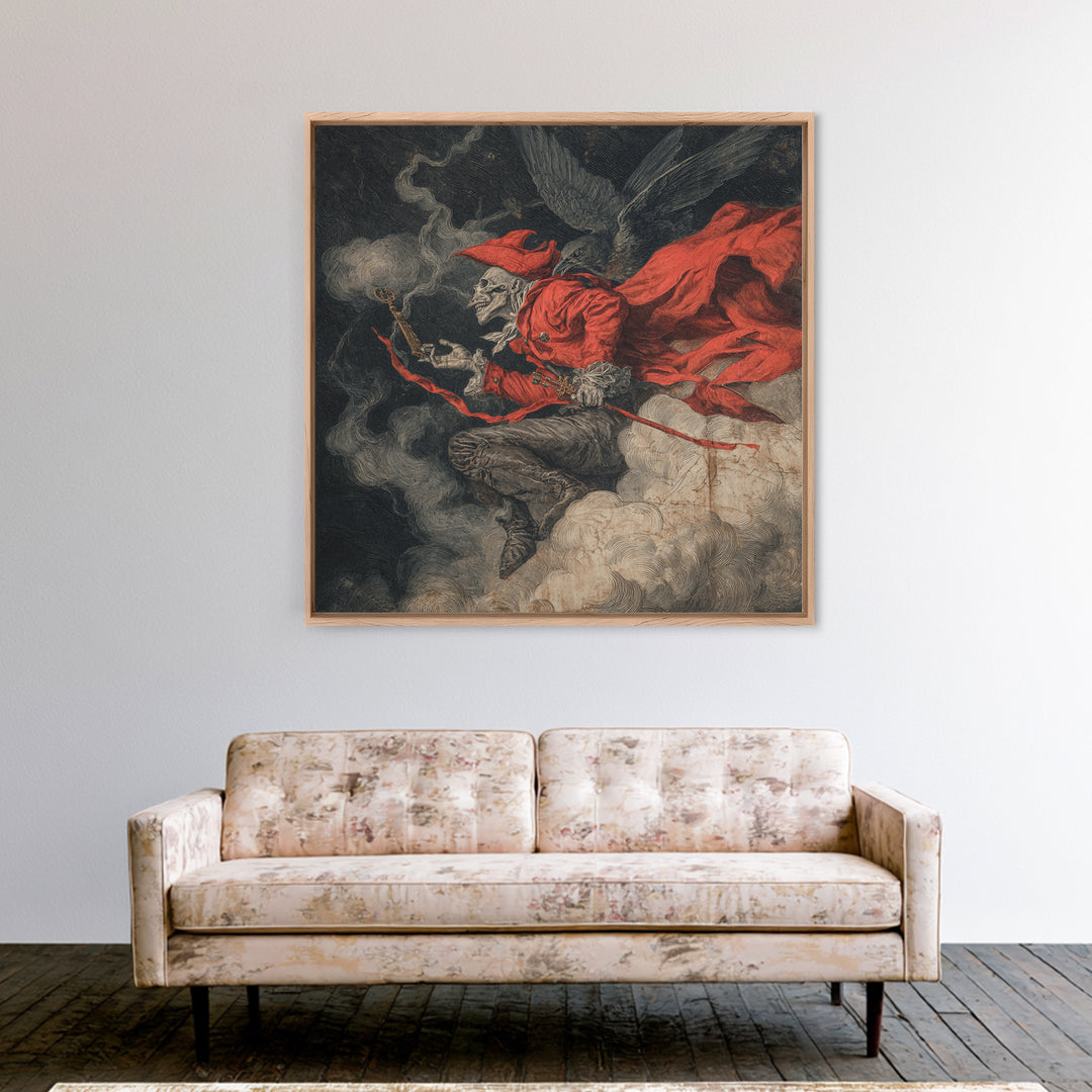 The Coffin Key, Gothic Nightmare Art, Square Wall Art, Dark Fantasy Wall Art, Framed Canvas Print, Halloween Wall Art