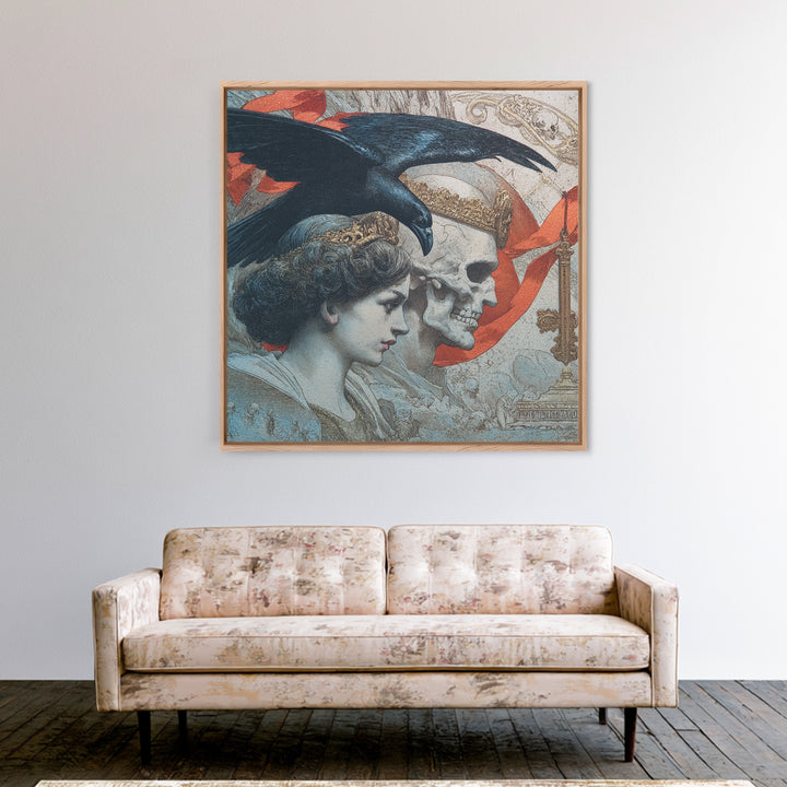 The Coffin Key, Symbolist Death Art, Square Wall Art, Dark Halloween Decor, Framed Canvas Print, Halloween Wall Art