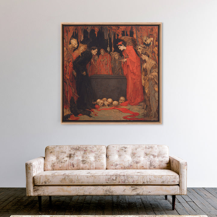 The Coffin Key, Dark Symbolist Art, Square Wall Art, Dark Fantasy Wall Art, Canvas Print, Halloween Wall Art, Horror Wall Art