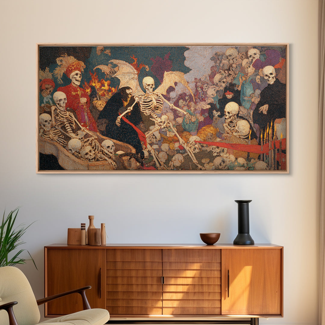The Coffin Key, Grotesque Carnival Art, Wide Panoramic Art, Macabre Wall Art, Canvas Print, Halloween Wall Art, Gothic Home Decor