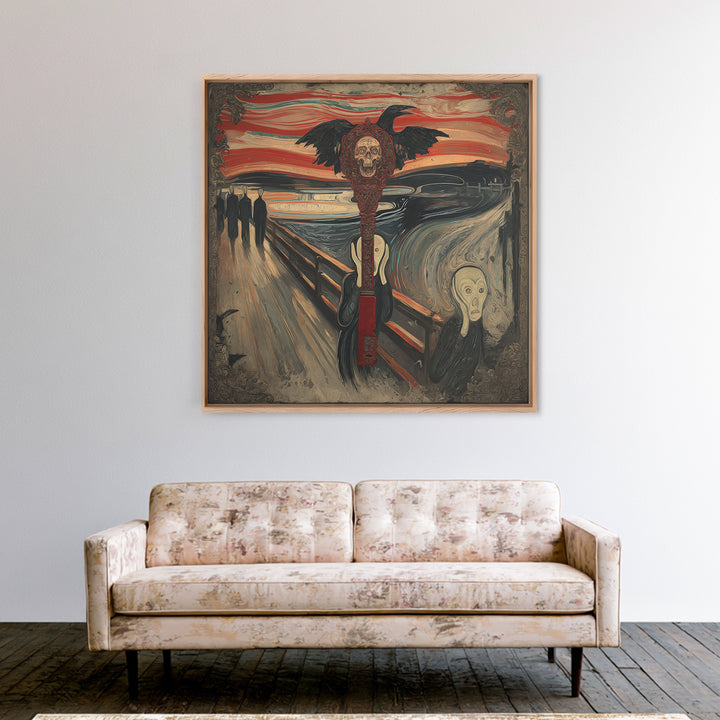 The Coffin Key, Expressionist Gothic Art, Square Wall Art, Dark Halloween Decor, Framed Canvas Print, Halloween Wall Art, Dark Fantasy Art